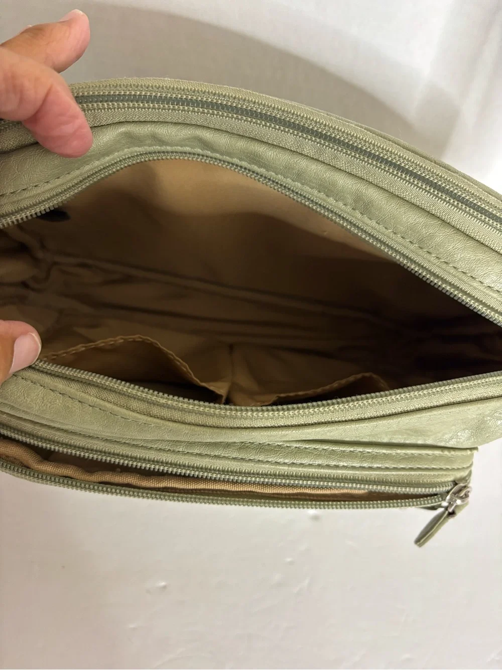 Multisac Olive Green Crossbody Bag with Front Flap Pocket
